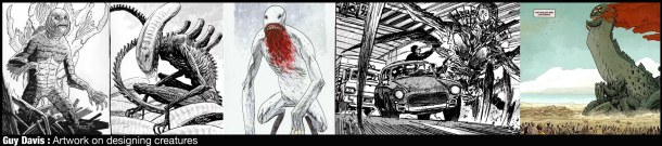 04 Guy Davis work on designing creatures - Retrenders - Johnny Moreno2